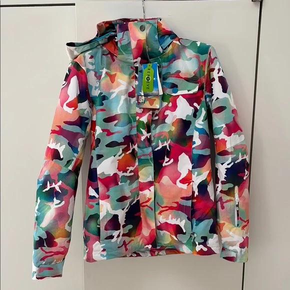 GSOU SNOW NWT Colorful Camouflage Snowboard / Ski Jacket - Picture 1 of 10
